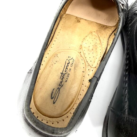 Vintage 90s Santoni Black Genuine Leather Snake Embossed Tassel Loafers main image 10
